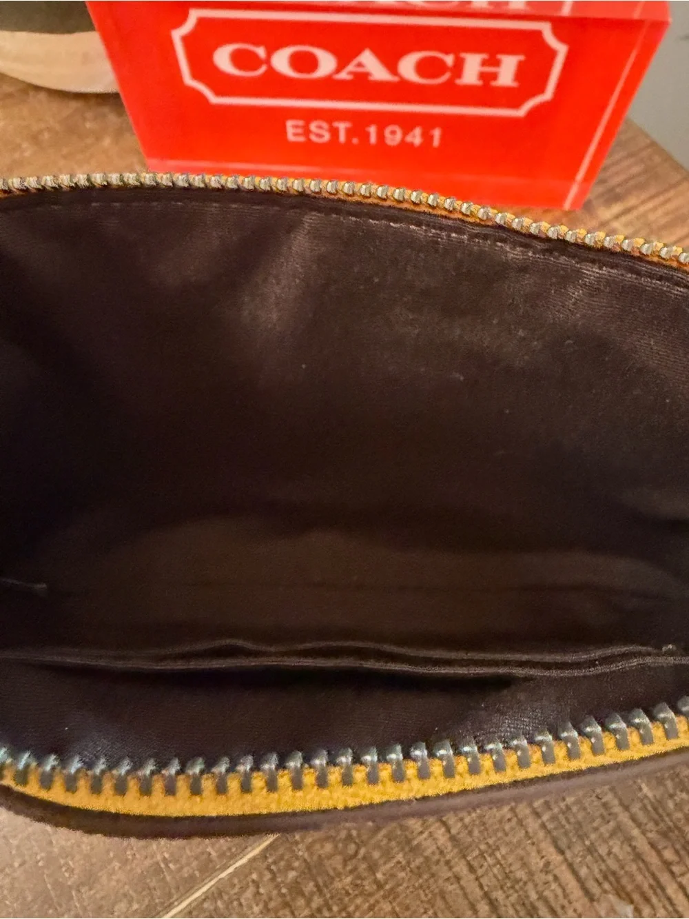 Coach Large Yellow Corner Zip Wristlet